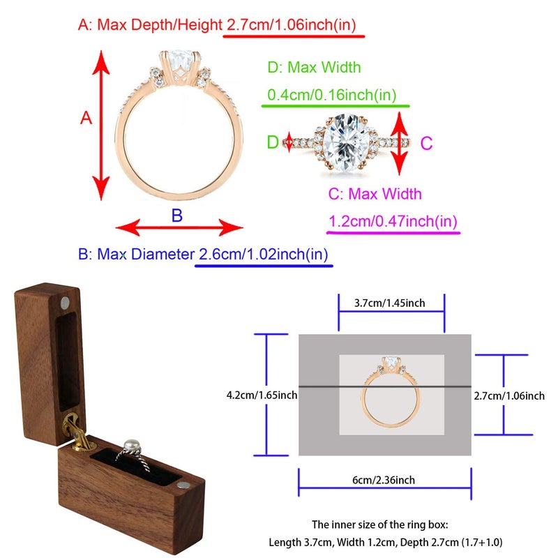 UOOOM Wood Ring Box Portable Jewelry Box, Walnut Slim Ring Case for Proposal, Engagement, Wedding, Anniversary, Valentine's Day (U01-THX) - Image 5